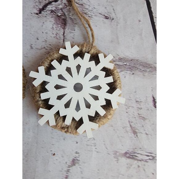 Handmade Rustic Snowflake Ornaments Set Of 3 - Picture 2 of 6